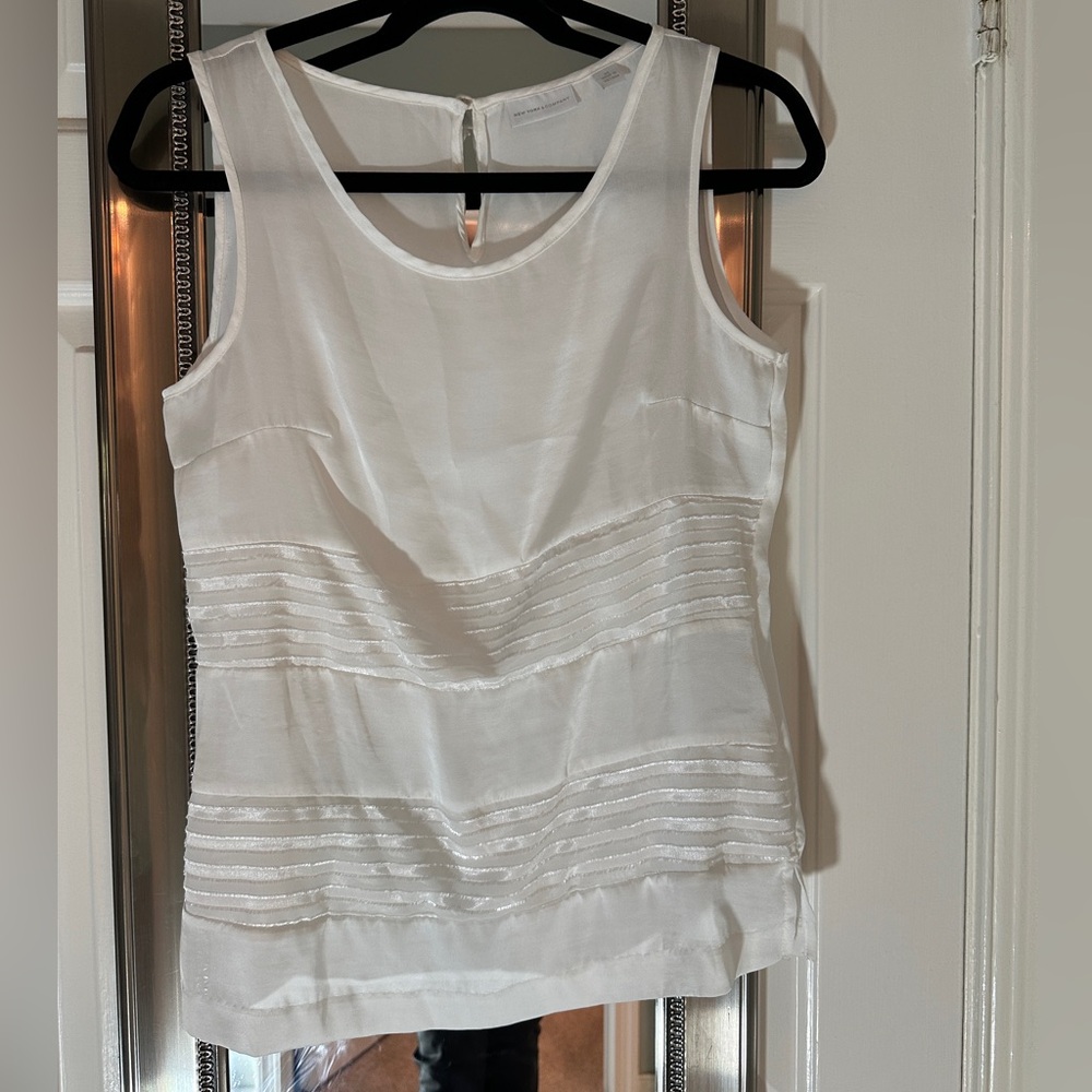 New York and Company Sheer White Sleeveless Blouse, XS